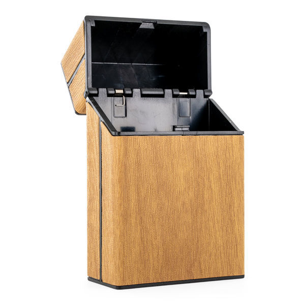 Estojo para cigarros com acabamento em madeira