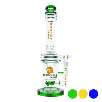 Bong Tsunami Glass com perc duplo honeycomb e botão, 40 cm