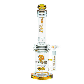 Bong Tsunami Glass com perc duplo honeycomb e botão, 40 cm