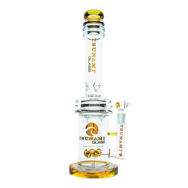 Bong Tsunami Glass com perc duplo honeycomb e botão, 40 cm