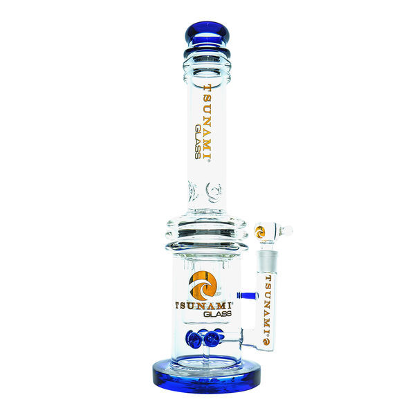 Bong Tsunami Glass com perc duplo honeycomb e botão, 40 cm