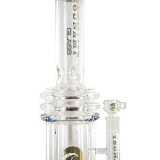 Bong Tsunami Glass com perc duplo honeycomb e botão, 40 cm