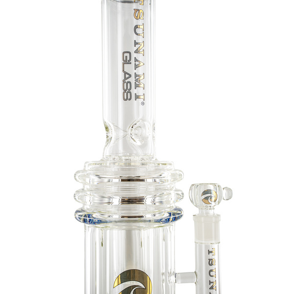 Bong Tsunami Glass com perc duplo honeycomb e botão, 40 cm