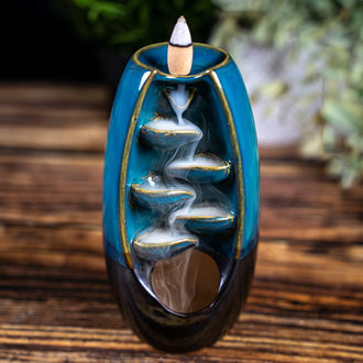 Suporte de incenso de refluxo cascata azul