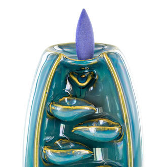 Suporte de incenso de refluxo cascata azul