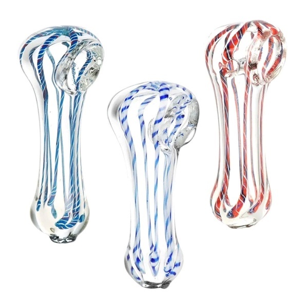 Cachimbo de vidro pequeno com riscas