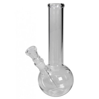 Bong de vidro reto com base redonda