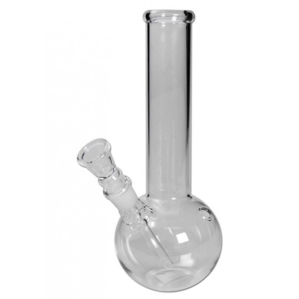 Bong de vidro reto com base redonda