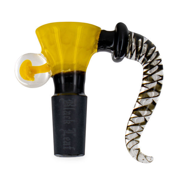 Taça de Arte em Vidro Amarelo (Black Leaf)