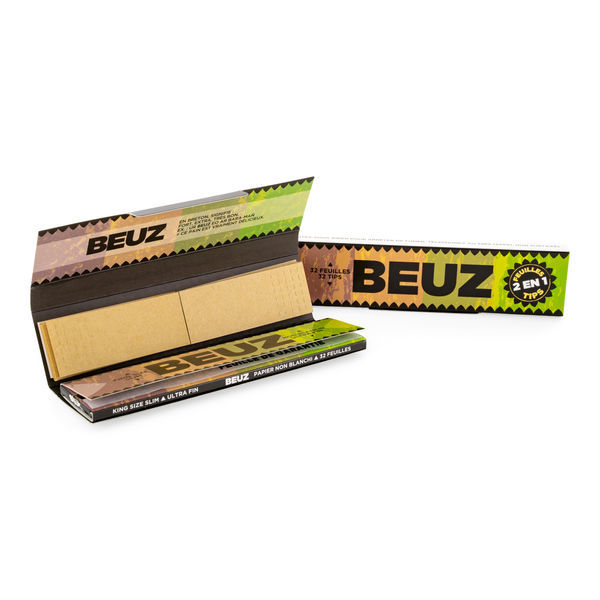 BEUZ Papel de enrolar não branqueado King Size Slim + Filtros