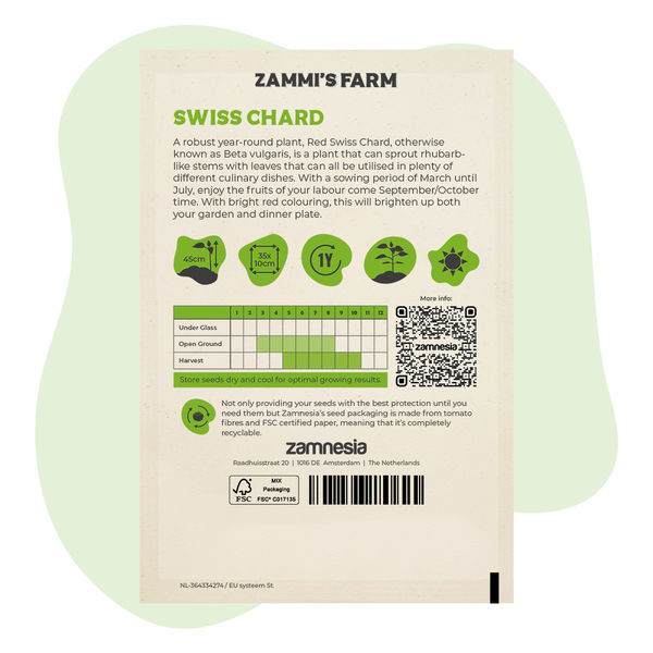 Sementes de acelga suíça vermelha (Beta vulgaris)