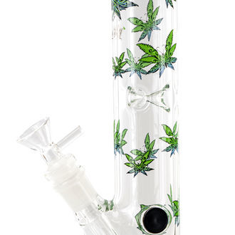 Leaffly Cylinder Ice Bong (Black Leaf)