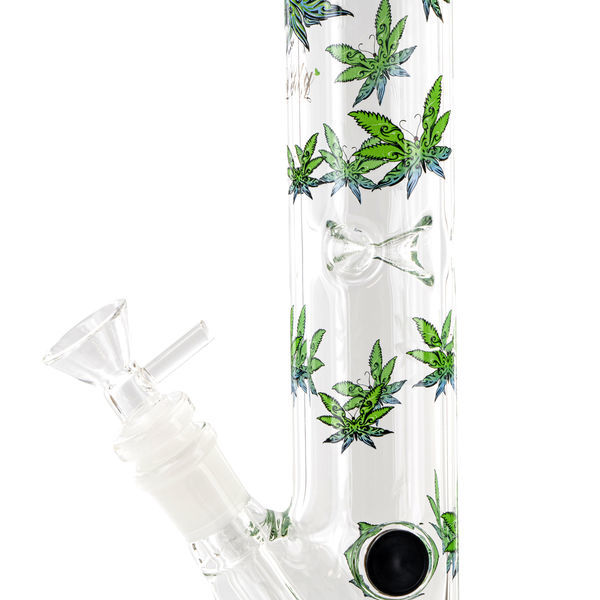 Leaffly Cylinder Ice Bong (Black Leaf)