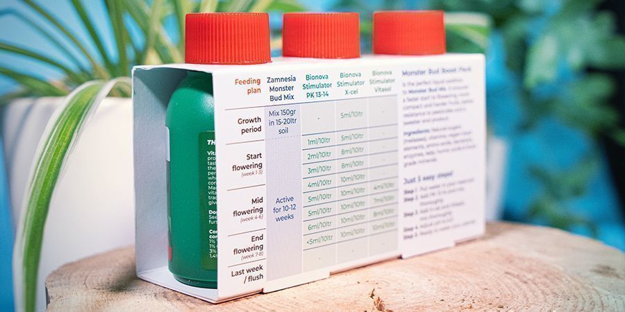 Tabela de aplicação de nutrientes Monster Bud Boost Pack