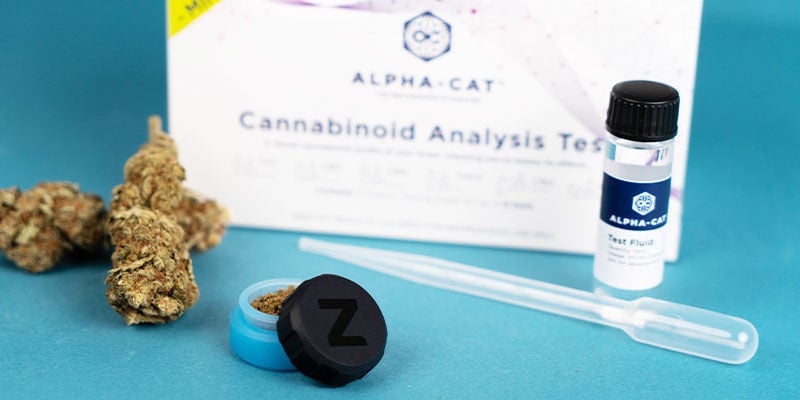 Que produtos de canábis pode testar com o Alpha-cat Cannabinoid Test Mini Kit?