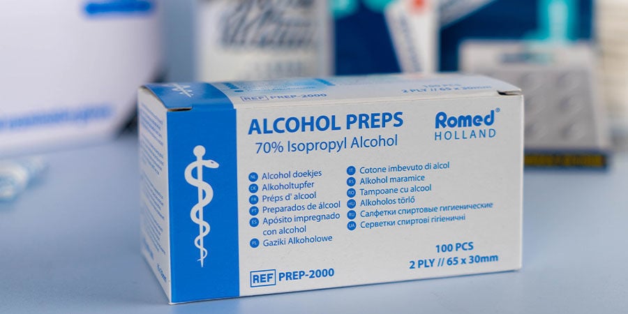 Toalhetes de álcool