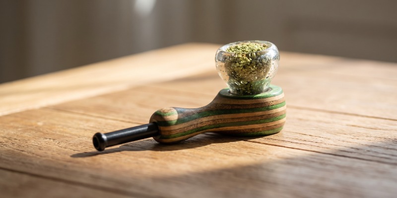 Cachimbo h&iacute;brido em vidro e madeira Breeze