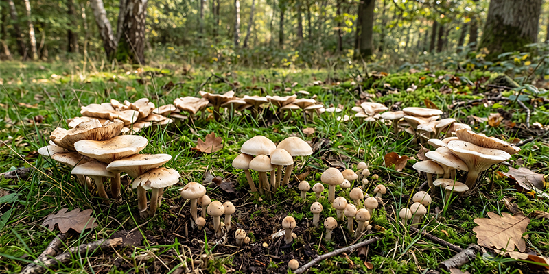 Como se formam canteiros de cogumelos m&aacute;gicos na natureza