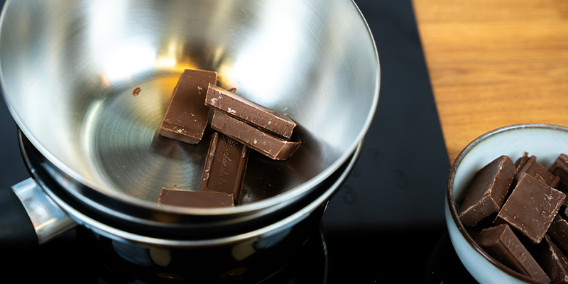 Break your chocolate into small pieces Break your chocolate into small pieces