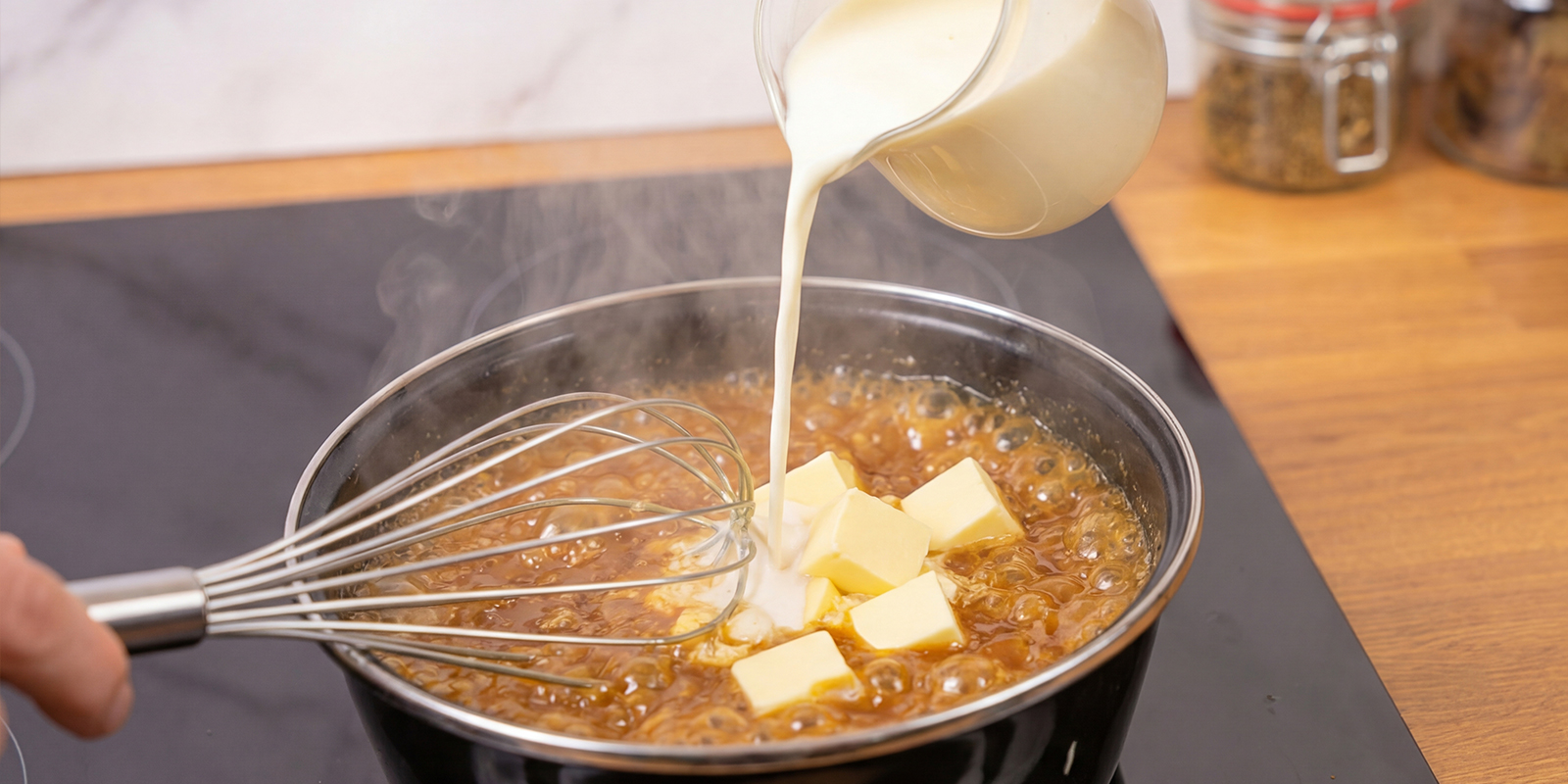 Add cream and regular butter