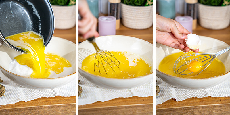 Misture a manteiga de canábis derretida com o açúcar até obter uma mistura homogénea. Misture a manteiga de canábis derretida com o açúcar até obter uma mistura homogénea.