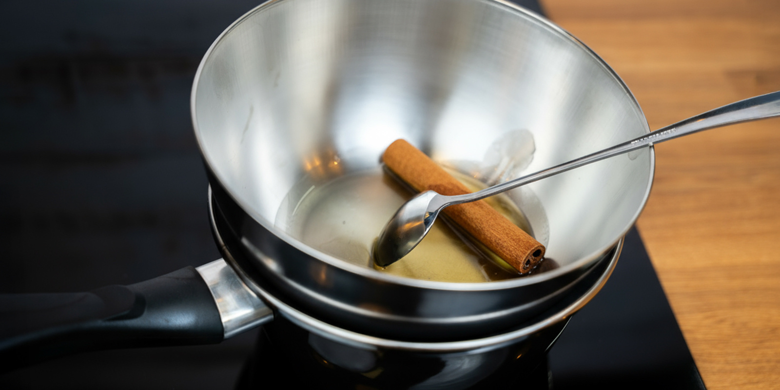 Heat the honey and stir