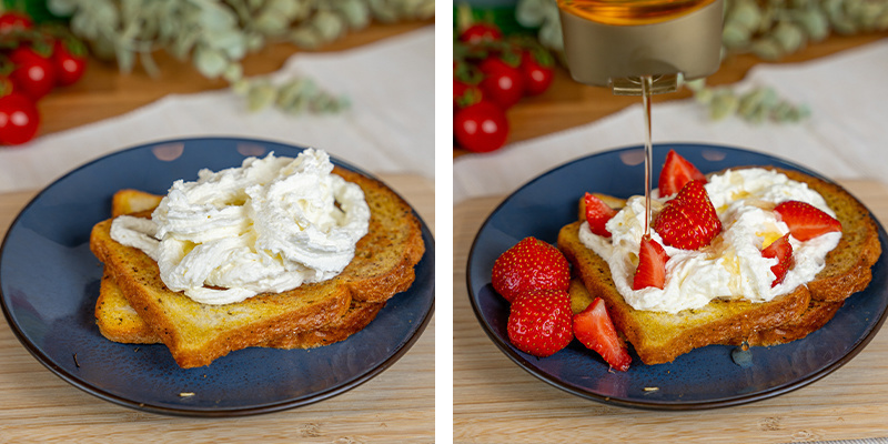 Cobrir com natas batidas com canábis, frutos vermelhos e xarope de ácer.